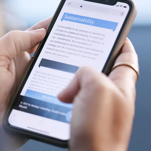 a person reading an article on a phone