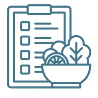 a checklist and bowl of salad icon