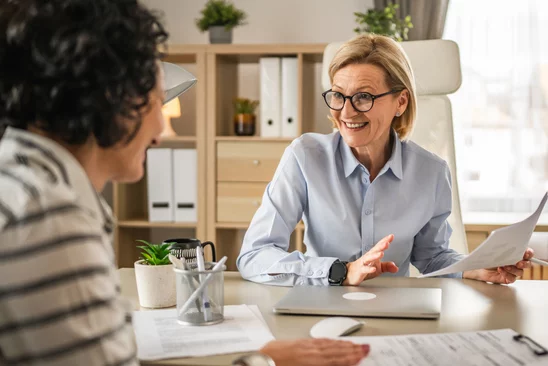 Woman learning about insurance for nutrition appointments