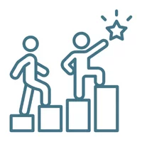 2 people climbing for a star icon
